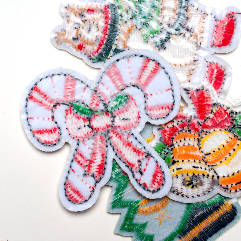 クリスマスシリーズ刺繍布ステッカーヘラジカ雪だるまベルコンピュータ刺繍縫製不要の服やバッグ DIY 装飾ステッカー|undefined