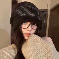 韩系慵懒复古辣妹堆堆帽女秋冬针织冷帽大头围显脸小街头个性帽子