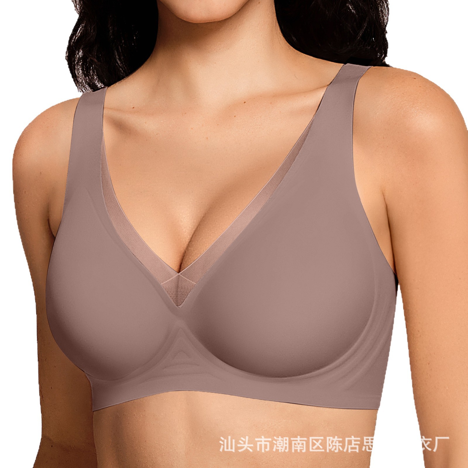 Europa y los Estados Unidos transfronterizos profundos V sin marcas sin anillo de acero sostén de comercio exterior ropa interior reunida Europa y los Estados Unidos Amazon explosión delgada superficie lisa