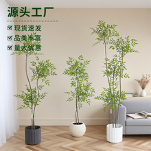 仿真綠植裝飾仿真南天竹室內盆栽大型落地擺件酒店商場假樹盆景