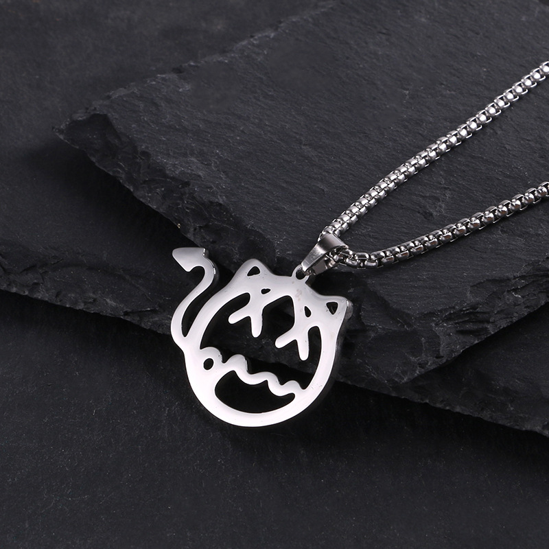 Collier de marque Hipster Male Star avec le petit diable Tide pour hommes et femmes, style hip hop, personnalité simple, couple, collier en acier titane, pull assorti_voghion.com