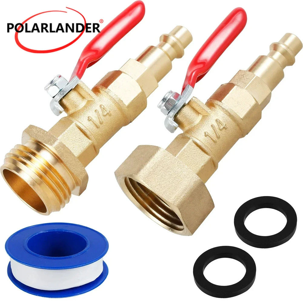 2 шт. RV внутренний и внешний резьбовой латунь Быстрое соединение с шаровым клапаном для разбрызгивания воды антифриза для выдувания воды адаптер