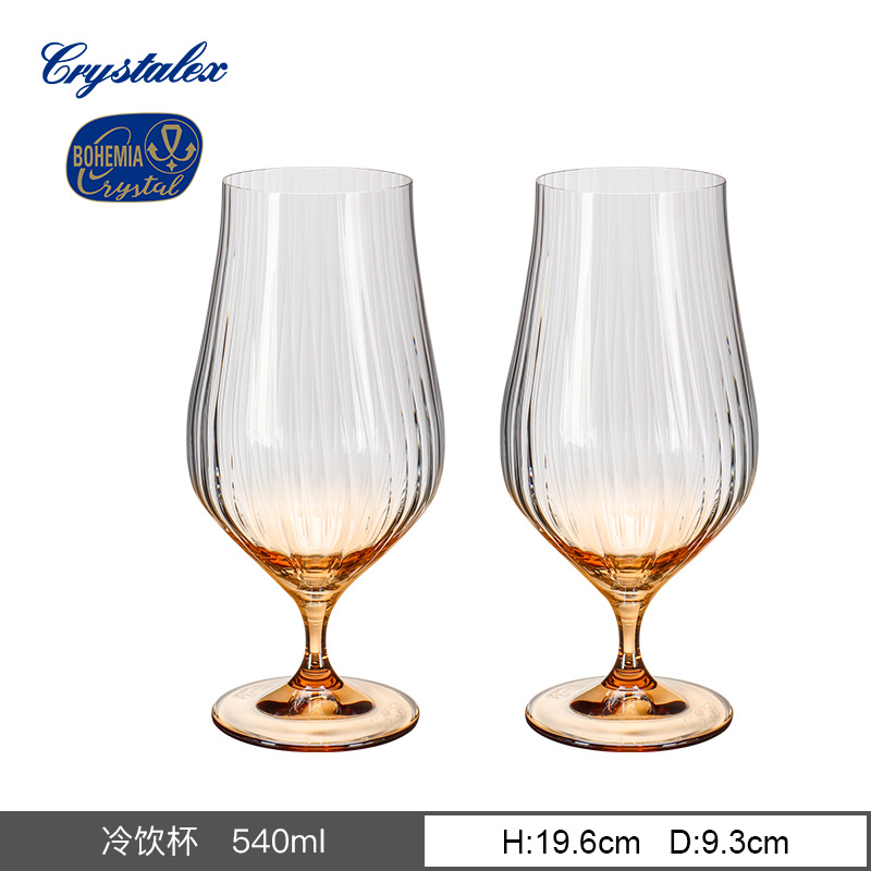 Vaso de cristal sin plomo importado de la República Checa, taza de pie alto vertical, simple nórdica, simple tulipán, vino tinto, agua doméstica image 14