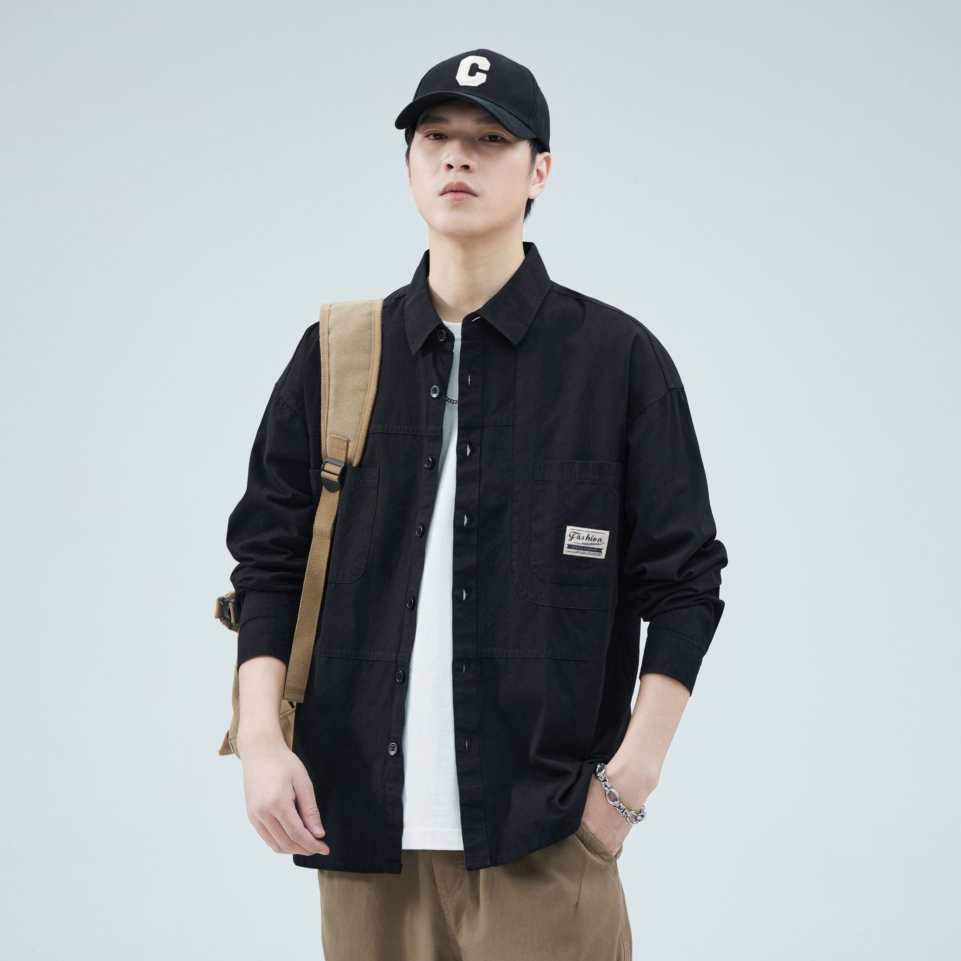 Camisas personalizadas exclusivas para hombres primavera y verano algodón de manga larga casual de hombre de alto nivel de algodón con solapa americana