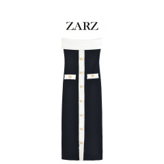 ZARZ 自制 欧美风 新款女装 百搭 时尚款塑形弹力抹胸裙5584126