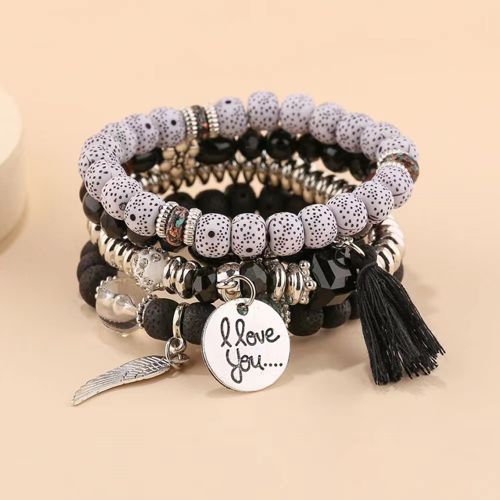 Casual Retro Letter Alloy Wood Unisex Bracelets display picture 3