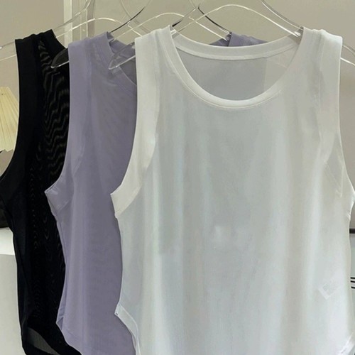 Sleeveless Yoga Sports Bra Top Breathable Quick-Dry Fitness Top Loose Mesh Splicing Thin Sweatshirt