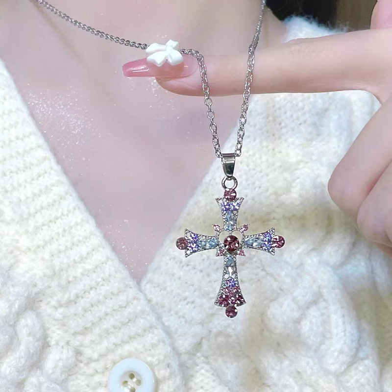 Simple Style Streetwear Cross Zircon Alloy Wholesale Pendant Necklace display picture 1