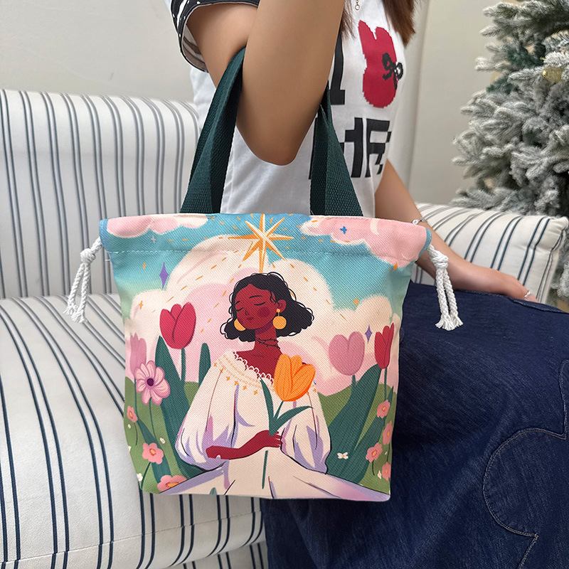 法式温柔风原创小众手提袋2025新款帆布包女通勤宝妈外出遛娃小包