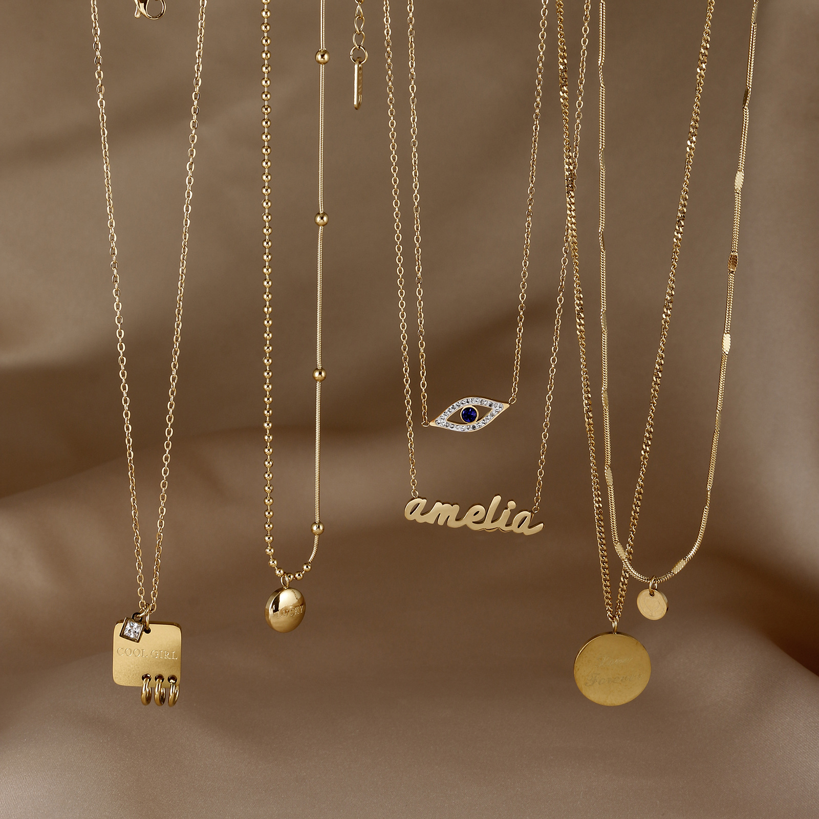 Modern Style Geometric Titanium Steel Necklace Plating Stainless Steel Necklaces