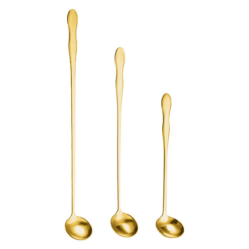 Stainless steel gold long handle gourd seasoning spoon seasoning mixing spoon milk tea milk powder spoon coffee spoon sauce spoon