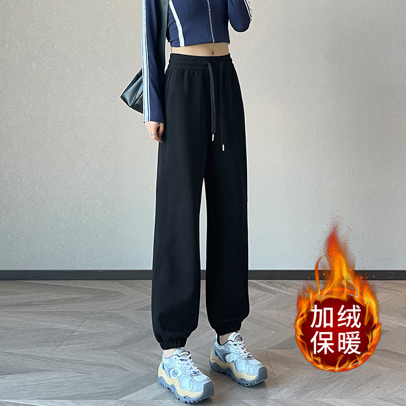 藏青色运动裤女春秋2025新款宽松显瘦束脚美式卫裤休闲高腰灯笼裤|undefined