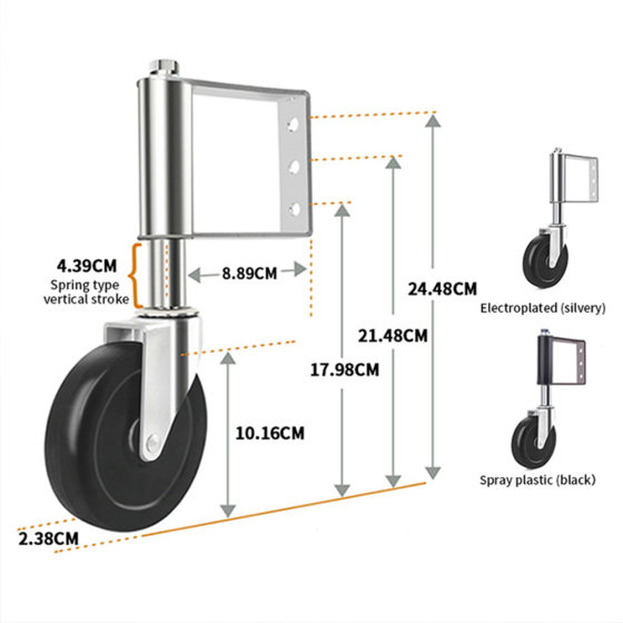 4 inch 5 inch furniture caster with brake spring damping door wheel iron door heavy industrial mute wear-resistant universal caster