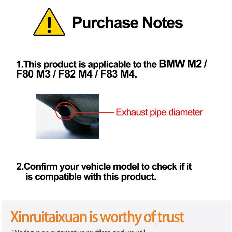 Suitable for Bmw 3 Series 4 Series M2 M3 M4 Direct Plug-In Stainless Steel Blue-Black Iridescent Tailpipe Exhaust Pipe Modification Decorative Pipe