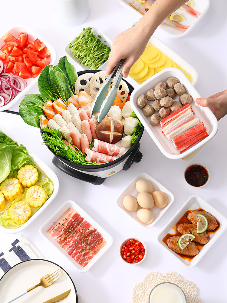 ♔ Japanese Nakaya Hot Pot Prep Plate, Side Dish Plate, Kitchen Household Cooking Prep Plate, Same Style as Jiang Yan's Dining Plate Tray