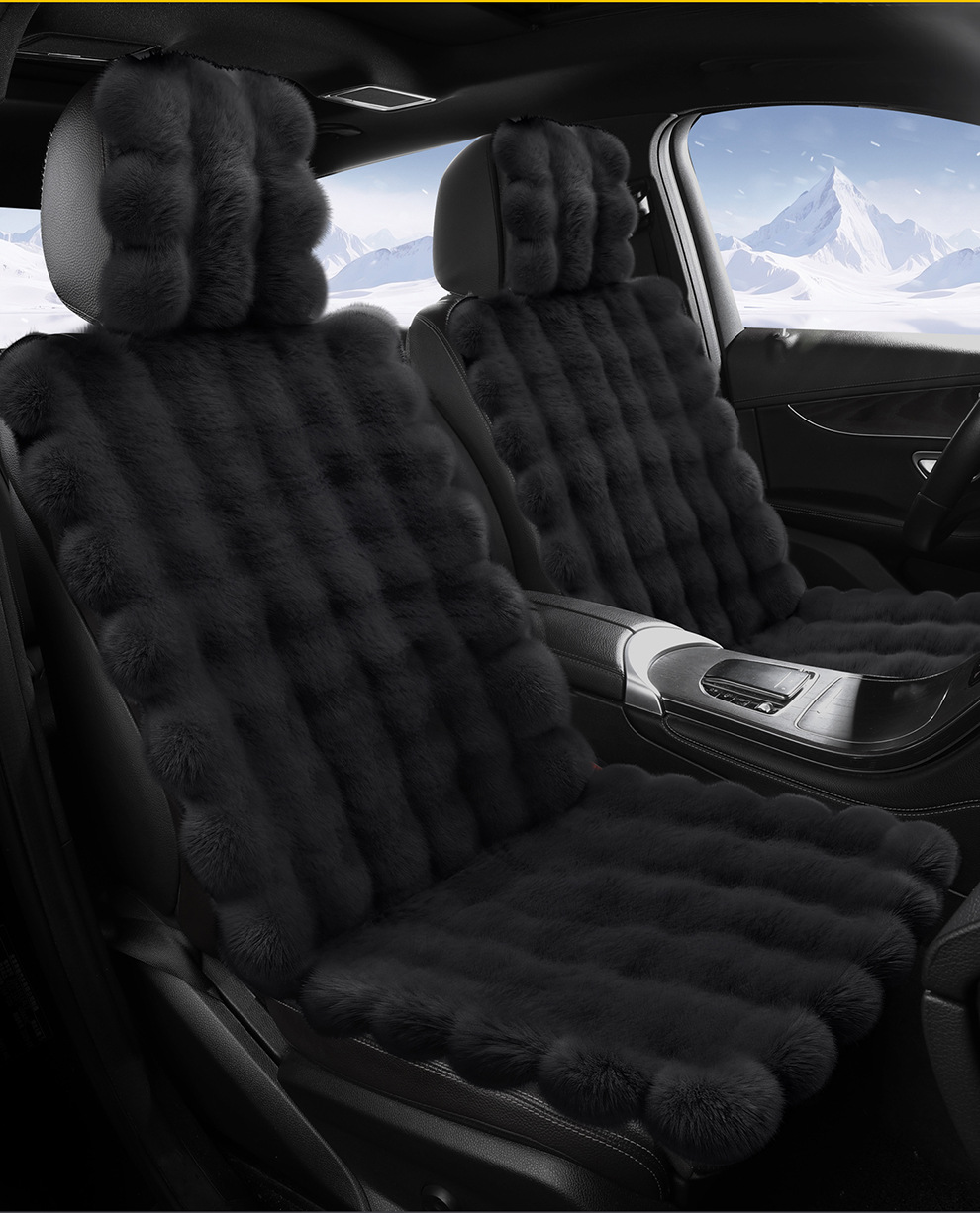 Car Seat Cushion Winter New Bubble Velvet Thickened Rabbit Stuffed Non-Slip Warm Imitation Wool Neutral Car Seat Cushion Cover