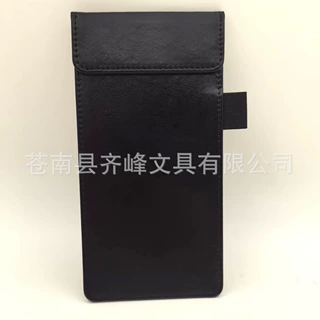 黑色PU皮革磁扣便签夹A6商务办公留言夹板酒店餐厅票据夹LOGO定制
