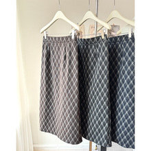 复古格子半身裙女秋冬2025新款高腰显瘦格纹后开叉a字中长款裙子
