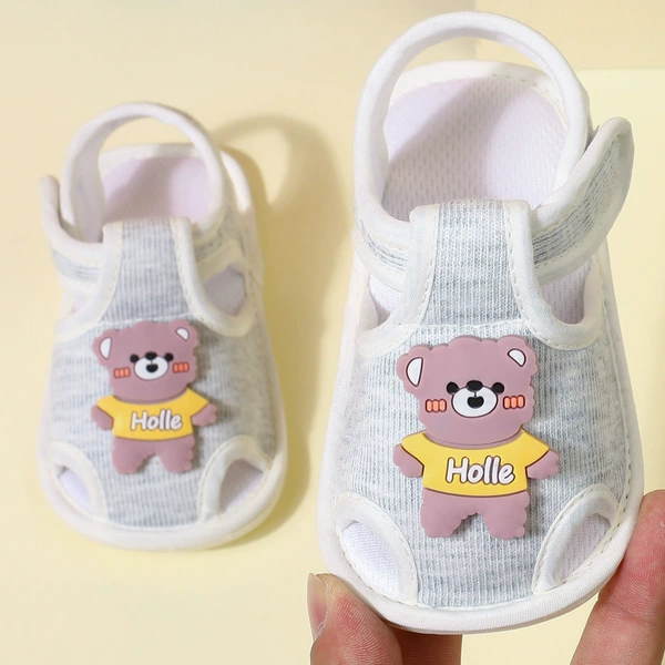 Sandals solid color hello bear gray tendon bottom
