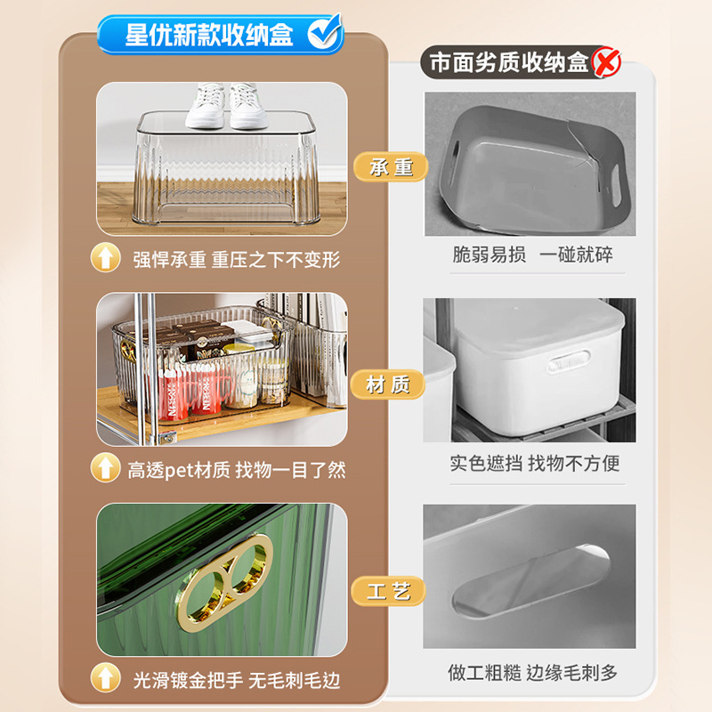 デスクトップ収納ボックス、化粧品、スキンケア製品、スナック、コーヒーテーブル、長方形の収納ボックス、透明アクリルボックス|undefined
