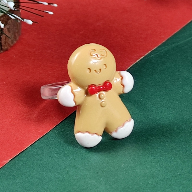 Cartoon Style Santa Claus Gingerbread Snowman Arylic Wholesale Rings display picture 3