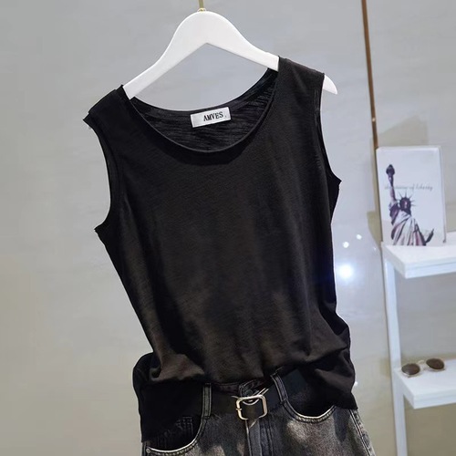 Summer Strapless Vest Women's Loose Korean Version Bamboo Cotton Versatile Cotton Sleeveless T-Shirt Underwear Top 2024 
