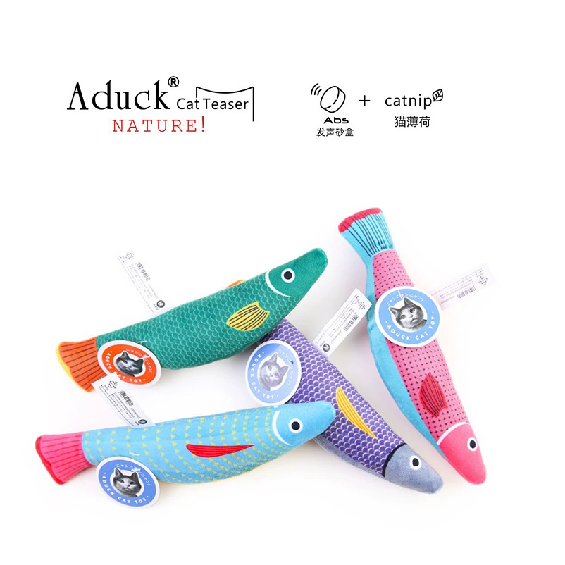 Плюшевая игрушка Aduck Mint, морские рыбки, для кошки, издаёт звуки