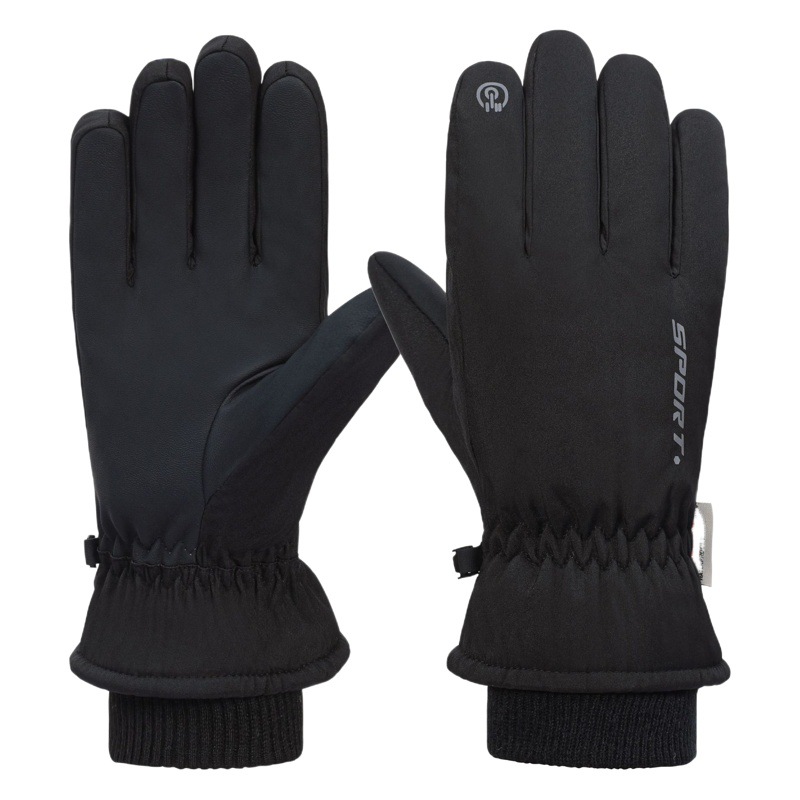 Guantes de algodón para hombres y mujeres invierno cálido guantes de esquí forrados de lana gruesa impermeable cálido al aire libre guantes de pantalla táctil