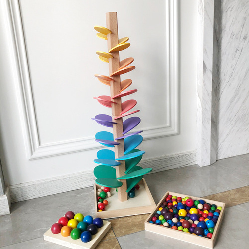 Cross-border rainbow music ball tree petals wisdom tree track wooden children's magic wood singing tree toy