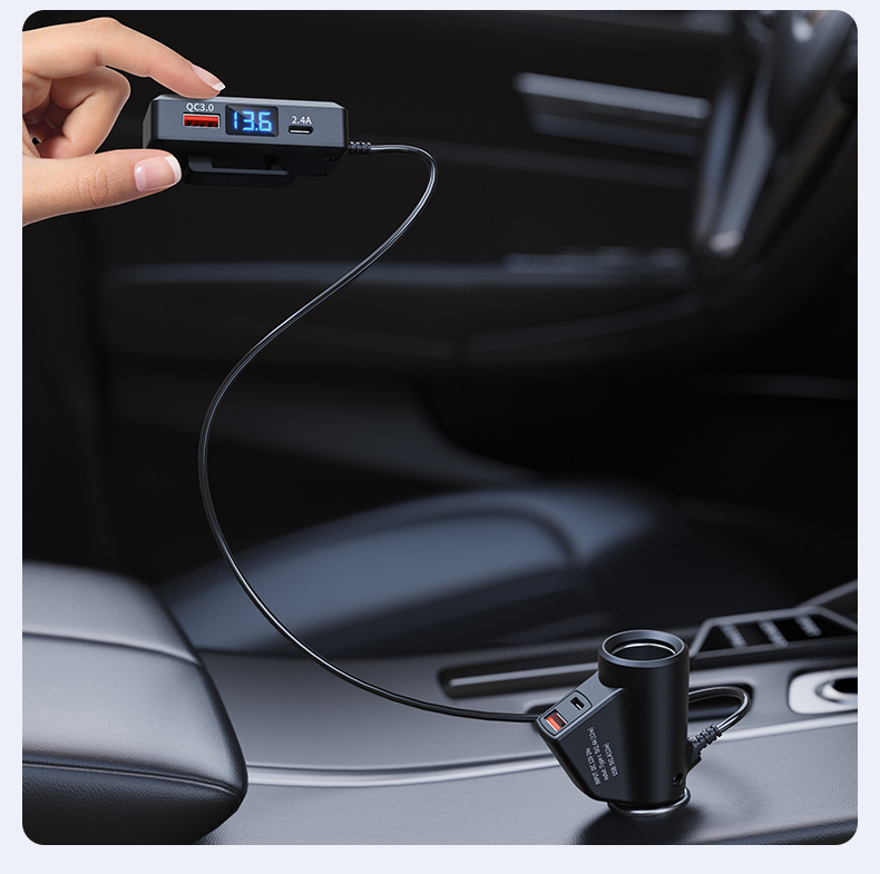 Car Charger Car Charger Multi-Function Suitable for Apple Android Mobile Phone Qc3.0 Car Cigarette Lighter Pd