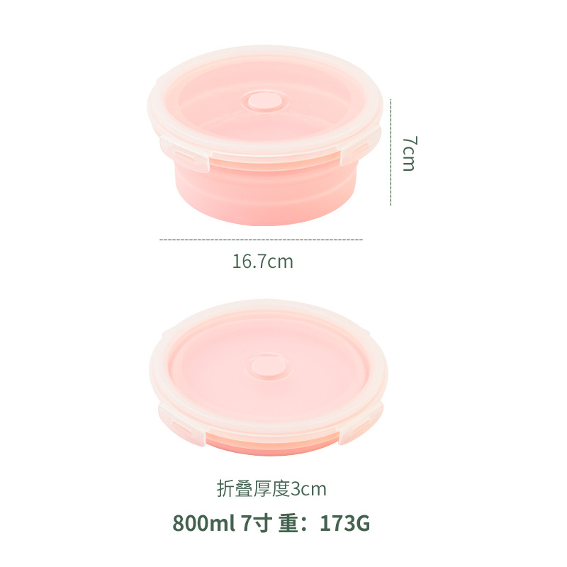 Fiambrera de silicona plegable redonda de 4 piezas caja bento creativa caja de almacenamiento de tazón plegable para el hogar juego de caja de conservación