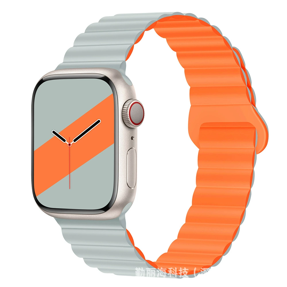 Силиконовый магнитный ремешок для Apple Watch iWatch 10/AppleWatch 9, двухцветный, размеры 38/40/41 & 42/44/45/49 мм