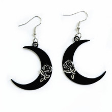 跨境 外贸 亚马逊 哥特式月亮玫瑰花耳环 厂家直销