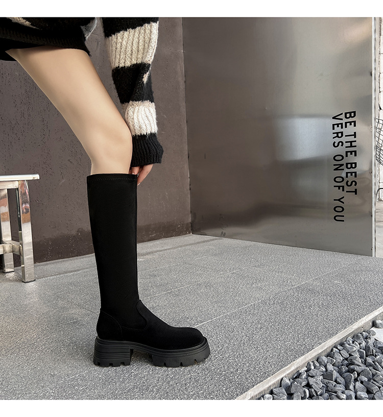 2024 neue Samtstiefel für Damen, Frühling und Herbst, neue Ärmel für Freizeit, Mode, dicke Sohle, hohe Röhre, Plüsch, lange Stiefel für Kinder_voghion.com