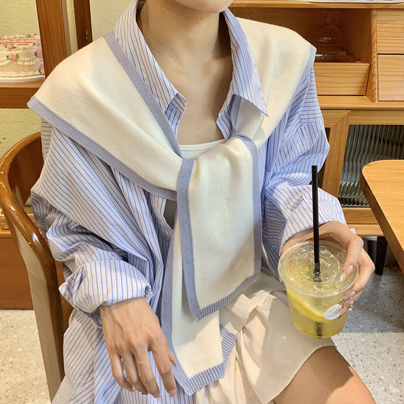 Chal de punto de alto nivel, todo fósforo, combinación de colores, diseño casual, diseño, chaleco, bufanda, decoración, cortina de pedo