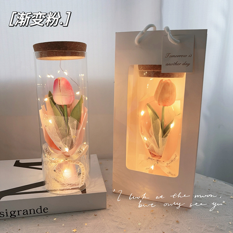 バレンタインデーの花束、ガラス瓶の装飾品、プリザーブドフラワー、ドライフラワー、カスミソウ、お母さん、先生、妻への中国のバレンタインデーギフト|undefined