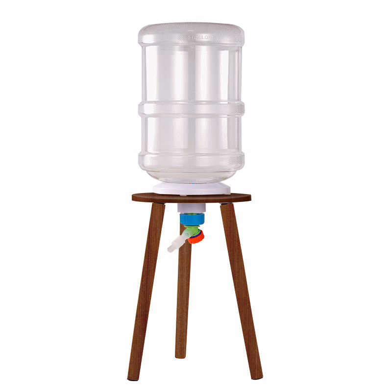 Conjunto completo para criação de peixes (balde branco de 19 litros + suporte de madeira de nogueira preta + bica de água + tubo)