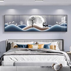 寝室の装飾絵画、ベッドサイドの絵画、暖かいフォーリュウの壁画、モダンでシンプルで軽い高級リビングルーム、マスターベッドルームの背景壁画
