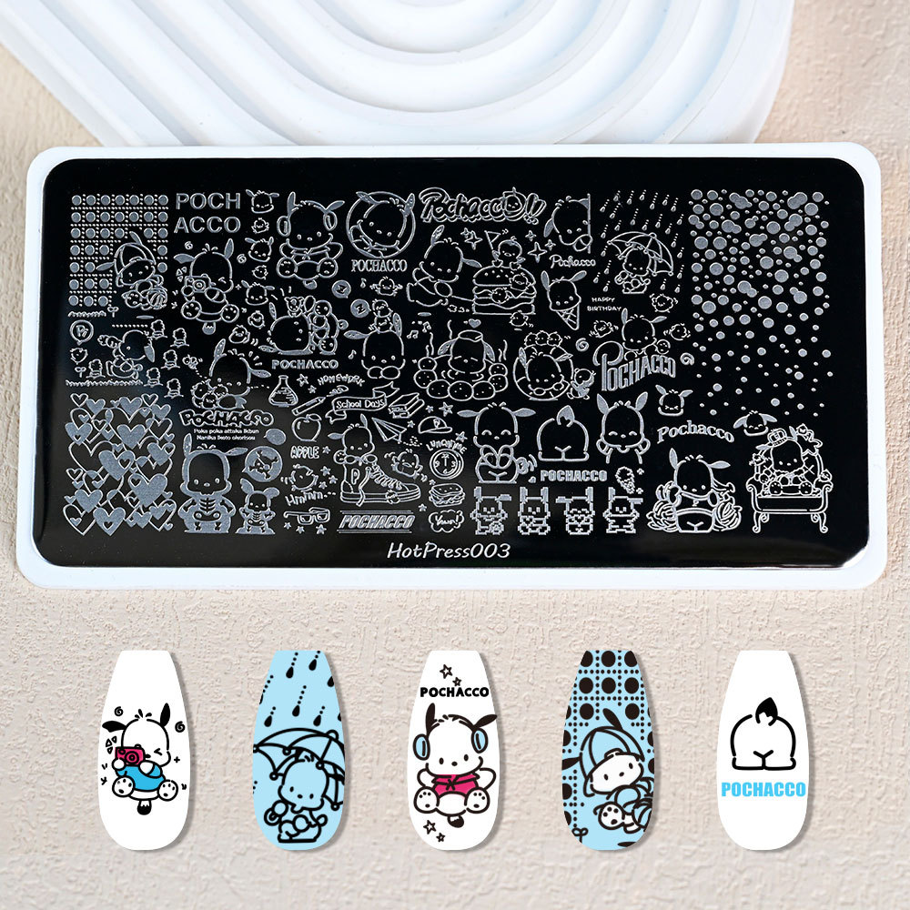 Cross-Border Big-Name Hello Kitty Pattern Nail Art Printing Steel Plate Stainless Steel Cartoon Cute Kt Cat Nail Art Transfer Steel Plate