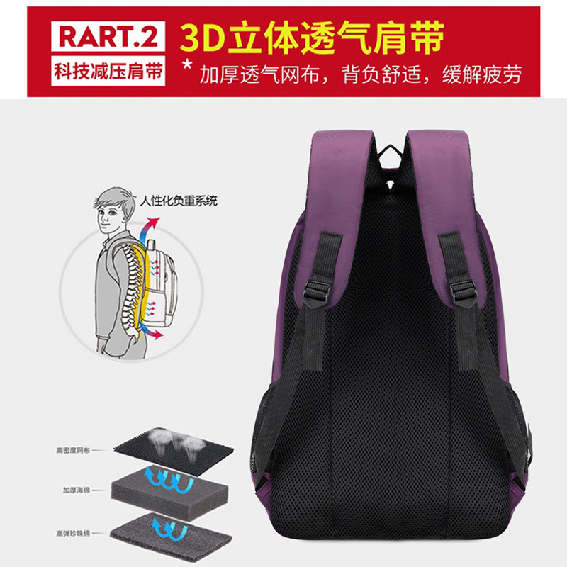 2024 nueva mochila de tela Oxford de gran capacidad para hombres de negocios de 15,6 pulgadas mochila de viaje ligera