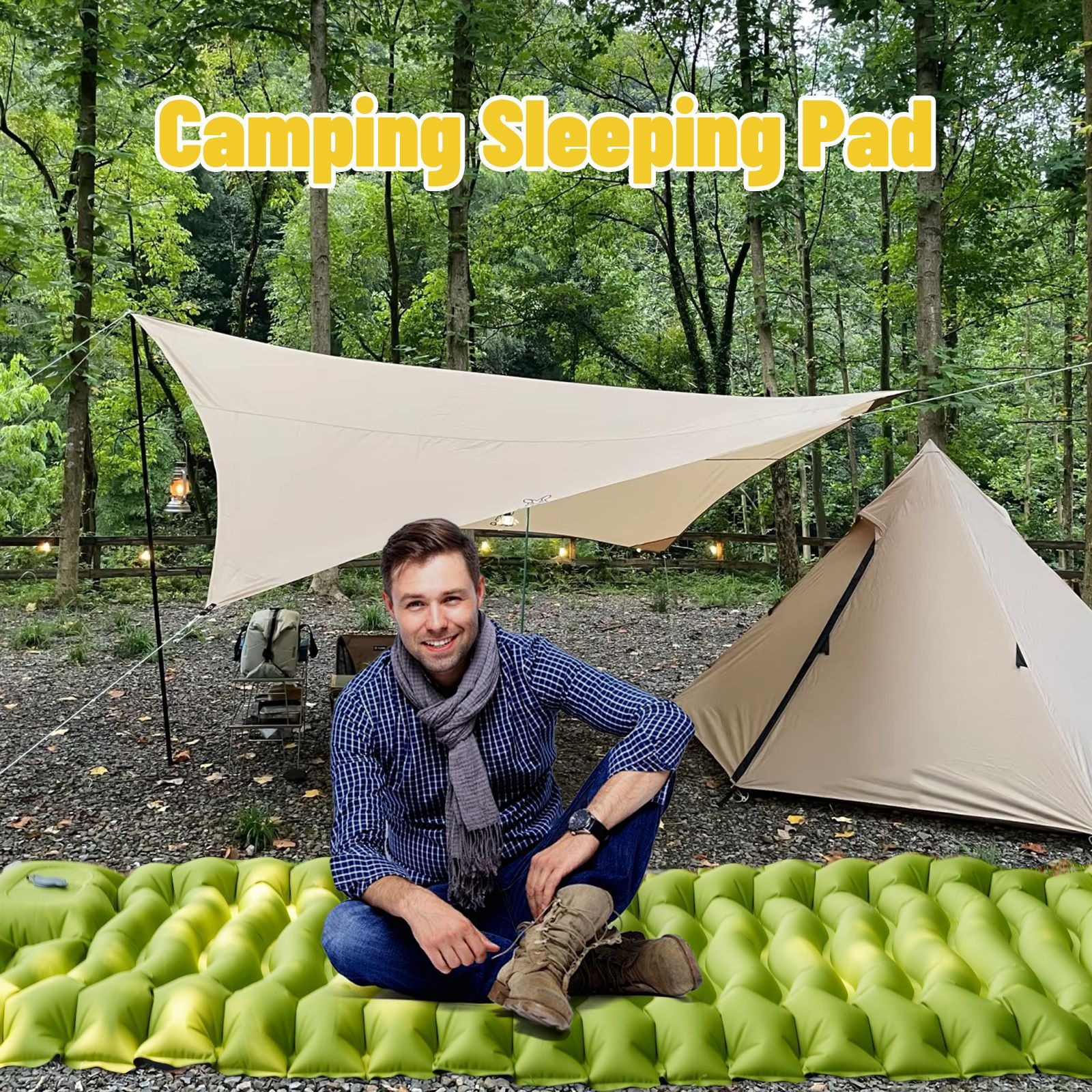 Cross-border direct supply of popular automatic inflatable mattresses for outdoor camping tents, convenient foot-operated single and double sleeping mats