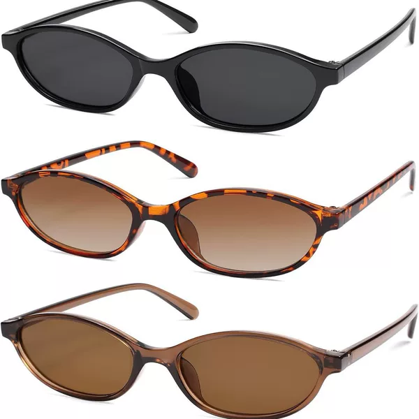 Ama's Popular Retro Oval Cat-Eye Narrow Sunglasses for Women Y2K Fashion Sunnies Designer Sunglasses