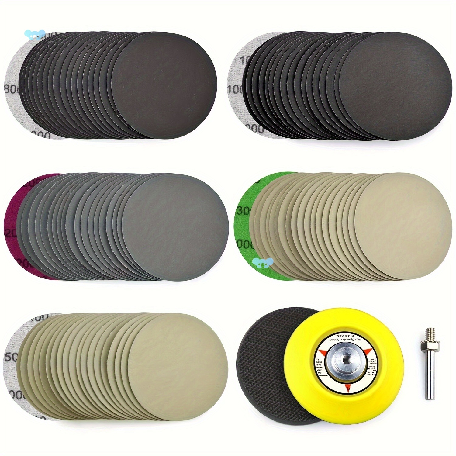 102X 3in Sanding Discs Wet Dry Hook Loop 800 5000 Grit for