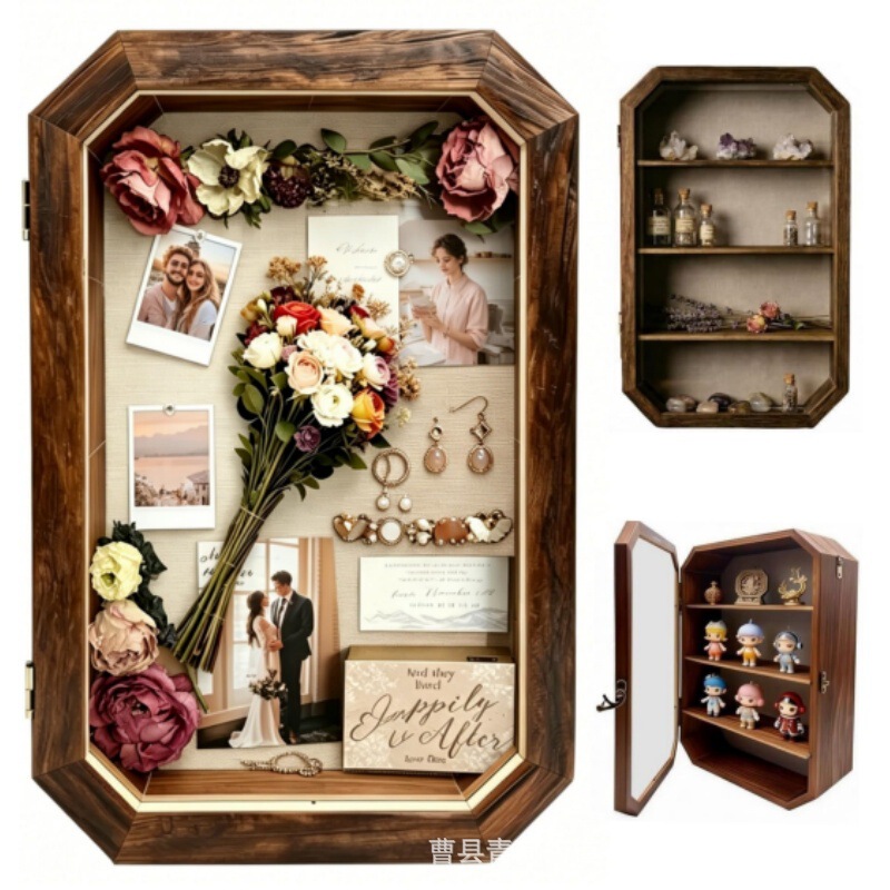 Wooden Shadow Box Photo Frame, Wall-Mounted Plant Specimen Frame, Dried Flower Display Box, Photo Souvenir Storage Box