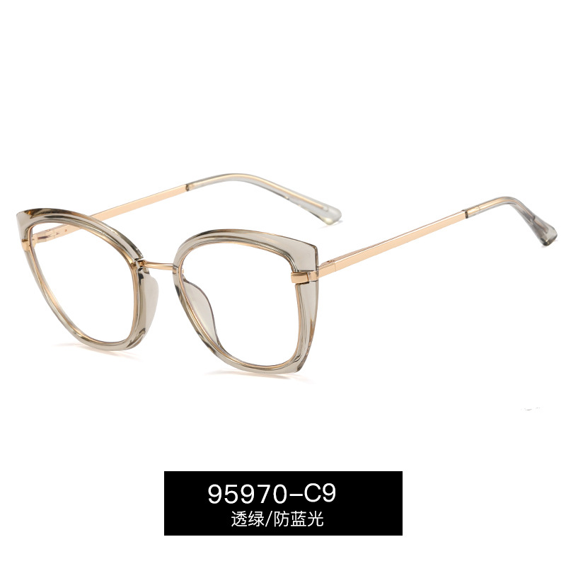 95970 marco de gafas de comercio exterior de las mujeres de moda europea y americana marco grande gafas lisas TR90 trabajo elástico marco de color de la pierna gafas de luz azul
