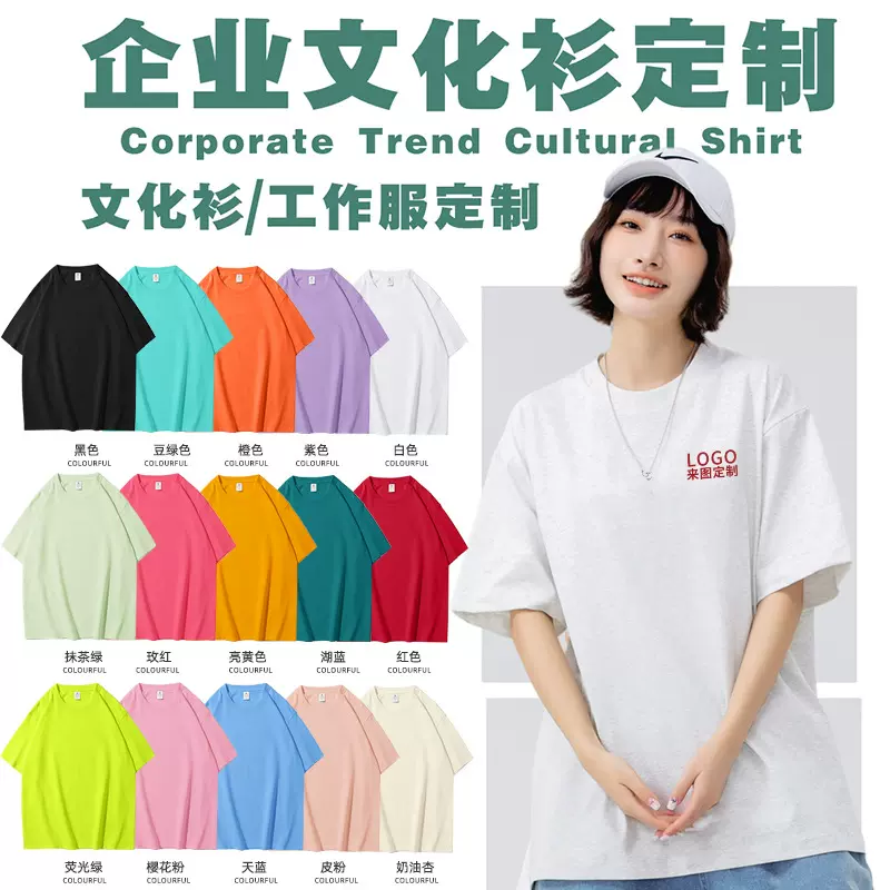 工作服定制T恤圆领短袖工衣班服聚会diy个性定印logo广告文化衫