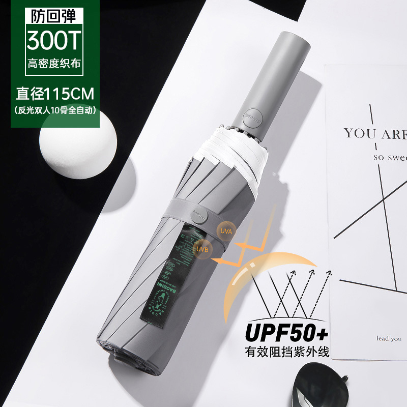 全自动防回弹黑胶防晒防紫外线24骨双龙骨加大遮阳雨伞安全节节收|undefined