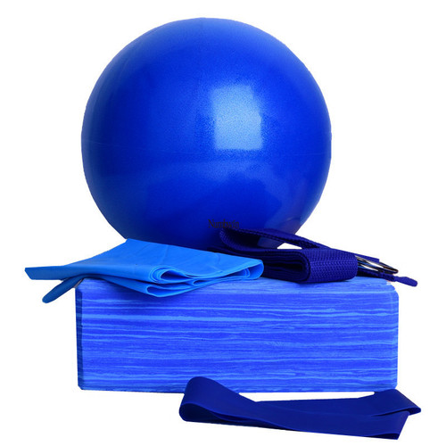 Gradient blue yoga brick five-piece set fitness stretching elastic band dance practice brick yoga ball auxiliary tool set