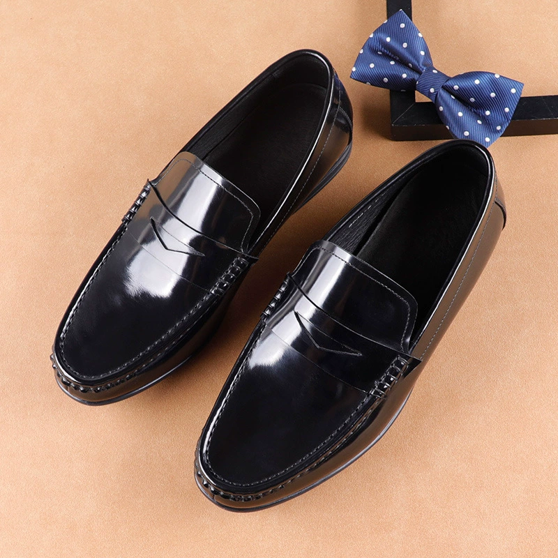 2023 новые трансграничные мужские деловые повседневные кожаные туфли без шнуровки с мягкой подошвой без шнуровки повседневные лоферы из яркой кожи из воловьей кожи