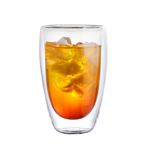 Wholesale Creative Double-Layer Transparent Glass Cup Household Insulated Double-Layer Glass Cup Cold Drink Milk Juice Coffee Cup